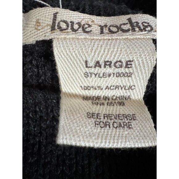 Love Rocks Womens Large Gray Acrylic Shawl Collar Button Cardigan Sweater - Picture 6 of 16